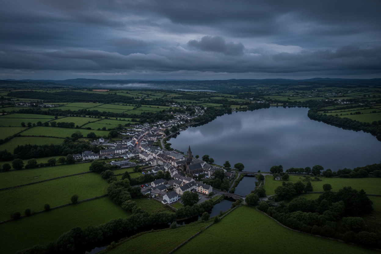 Fermanagh lakeside town background